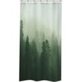 thumbnail image 6 of Small Stall Shower Curtain for Bathroom Decor 36Wx72H Narrow Half Rv NatureGreen Mens Misty Tree Mountain Foggy Woodland Art Printed Fabric Polyester Waterproof 6 Pack Plastic Hooks, 6 of 6