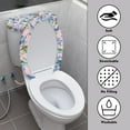 thumbnail image 3 of COEQINE Toilet Lid Dust Cover 2 Piece Set, Replacement Machine Washable Stretchable Toilet Cover Set for Home Bathroom Decoration, Bellflower Butterfly Pink, 3 of 7