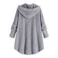 thumbnail image 2 of Winter Coats for Women Zpanxa Women Plus Size Button Plush Tops, Hooded Loose Cardigan Wool Coat, Casual Plush Jacket Outwear Gray 3XL, 2 of 4