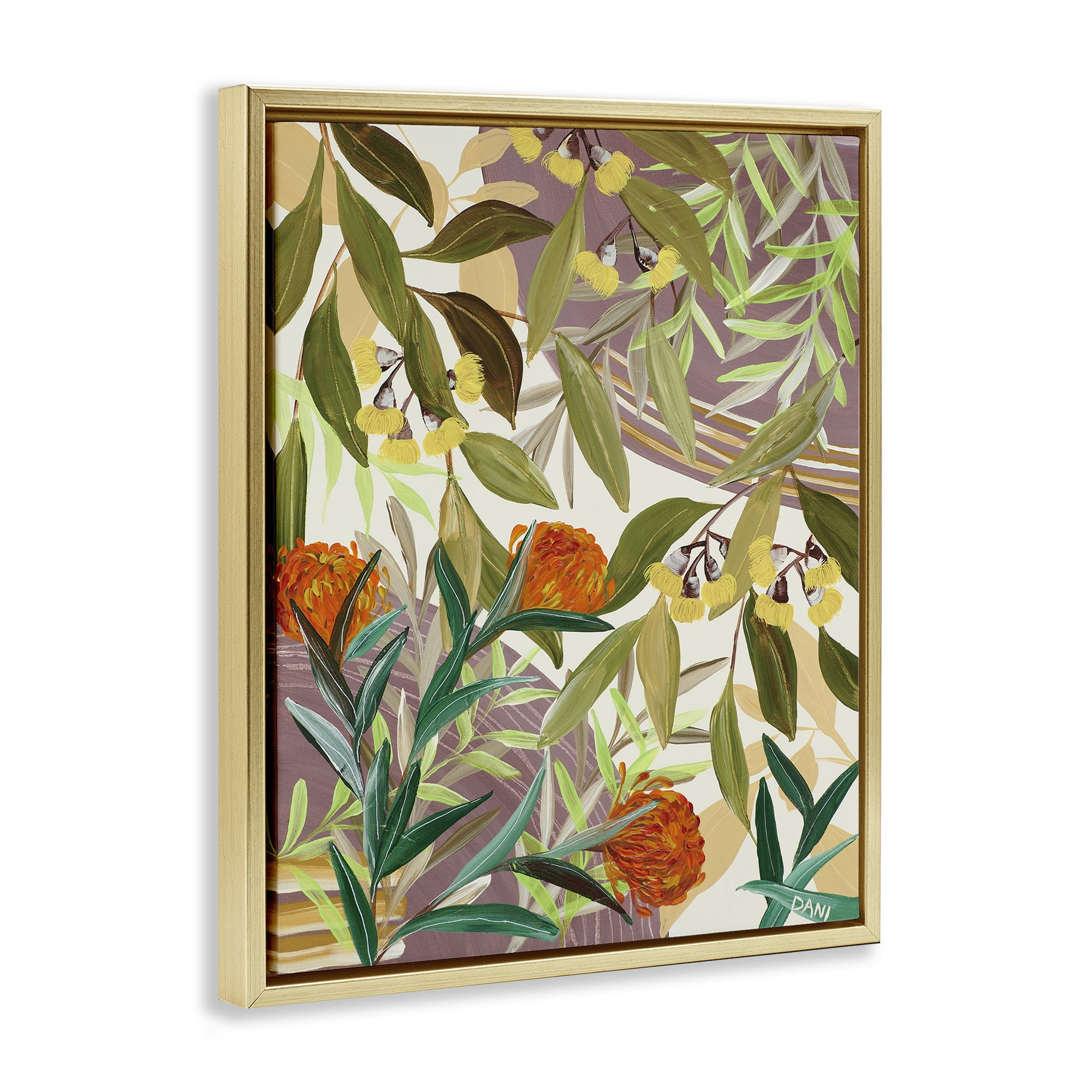Stupell Industries Walk With Me Blooms Gold Framed Floater Canvas Wall Art, design by Dani Heyward