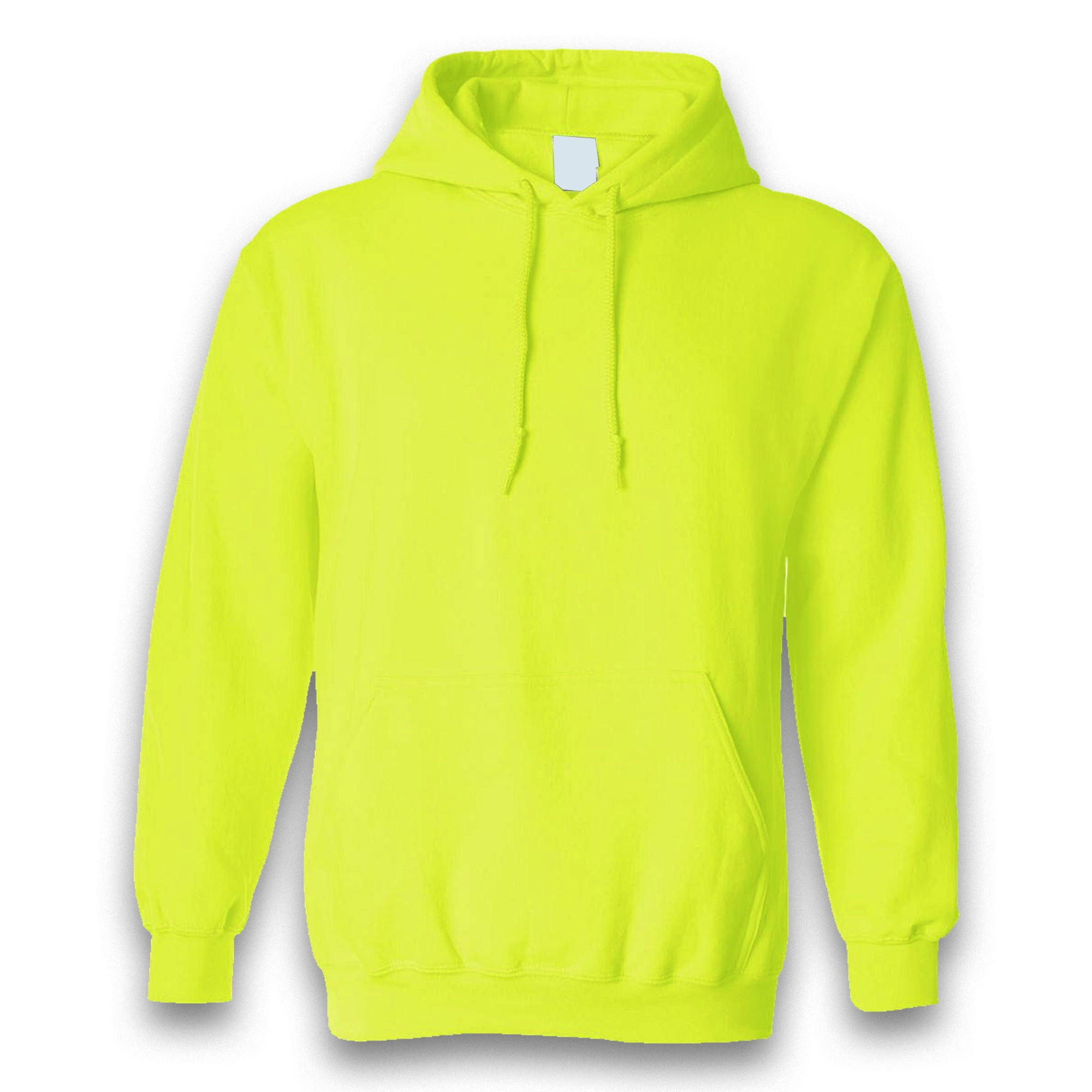 Gildan High Visibility Hooded Sweatshirt - 18500 Safety Green for Men | Hi Vis Fleece Heavy Blend Hoodies, 8oz, 50/50 Cotton/Polyester, 2 Pack, Size - L