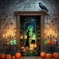 thumbnail image 6 of Halloween Door Cover, Spooky Witch Beside Magic Window Door Curtain 35.43x70.87in, Reusable Polyester Hanging Backdrop Banner, Indoor and Outdoor Wall & Front Door Decor for Theme Party, 6 of 6