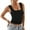 #1 Black, variant on Womens Tank Top Summer Casual Trendy Sleeveless Shirt Square Neck Wide Shoulder Strap Vest Fashion White Crop Top