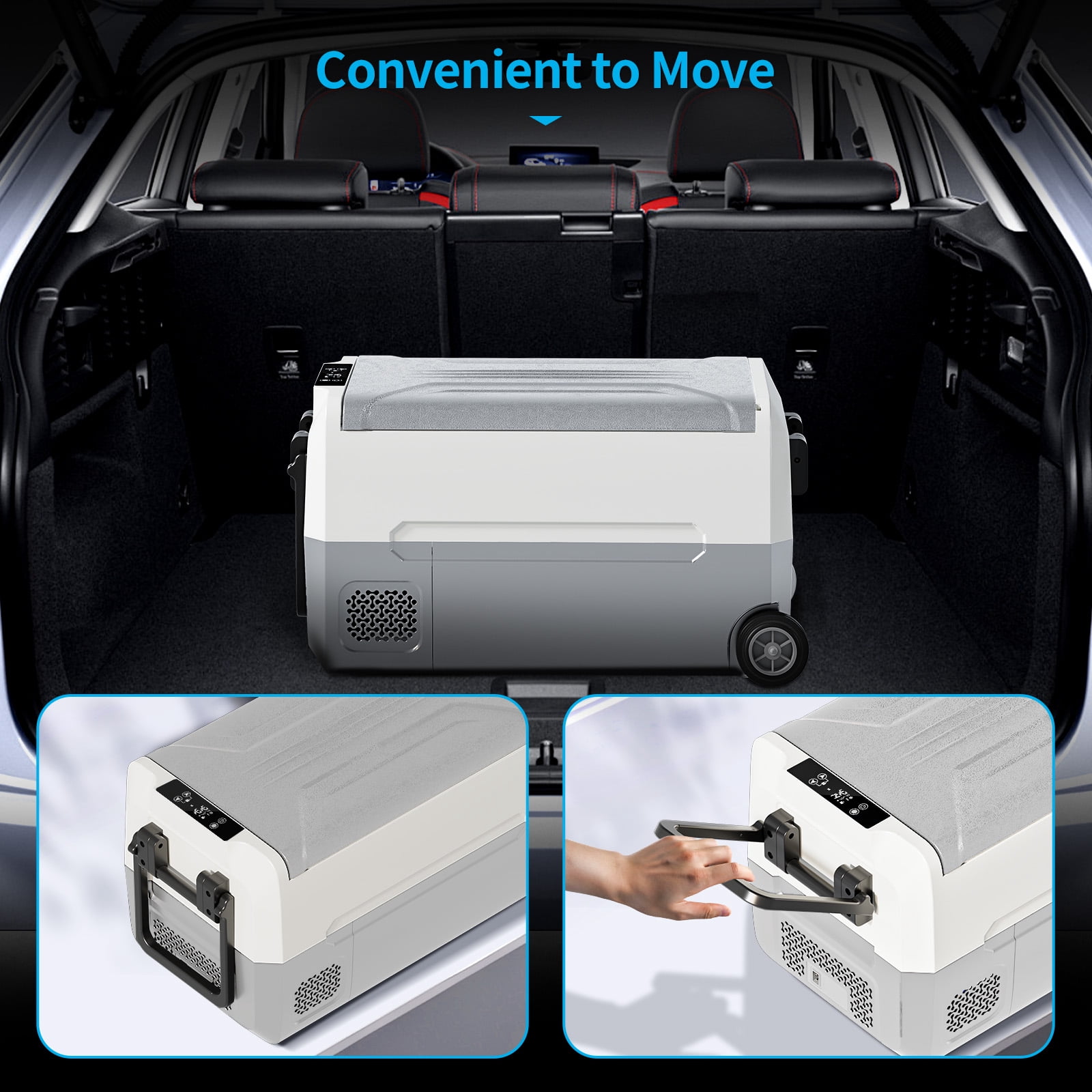 DISHUP 12V Portable Car Refrigerator, 38QT(35L) Electric Cooler with Dual Zone,DC & AC,Ideal for RV, Camping, Travel, Truck