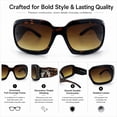 thumbnail image 4 of SA106 Bling Cross Revolver Gun Jewel Rhinestone Rectangular Fashion Sunglasses Tortoise Frame - Gradient Brown Lens, 4 of 6
