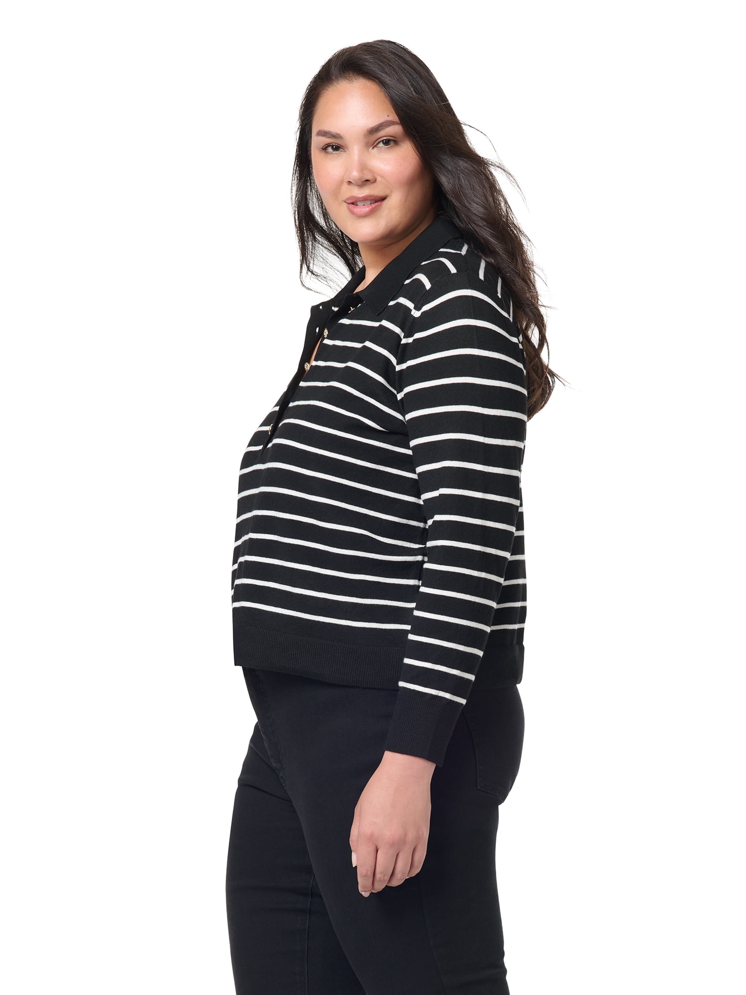 Gloria Vanderbilt Swan Series Women's Plus Polo Sweater, Sizes 0X-4X