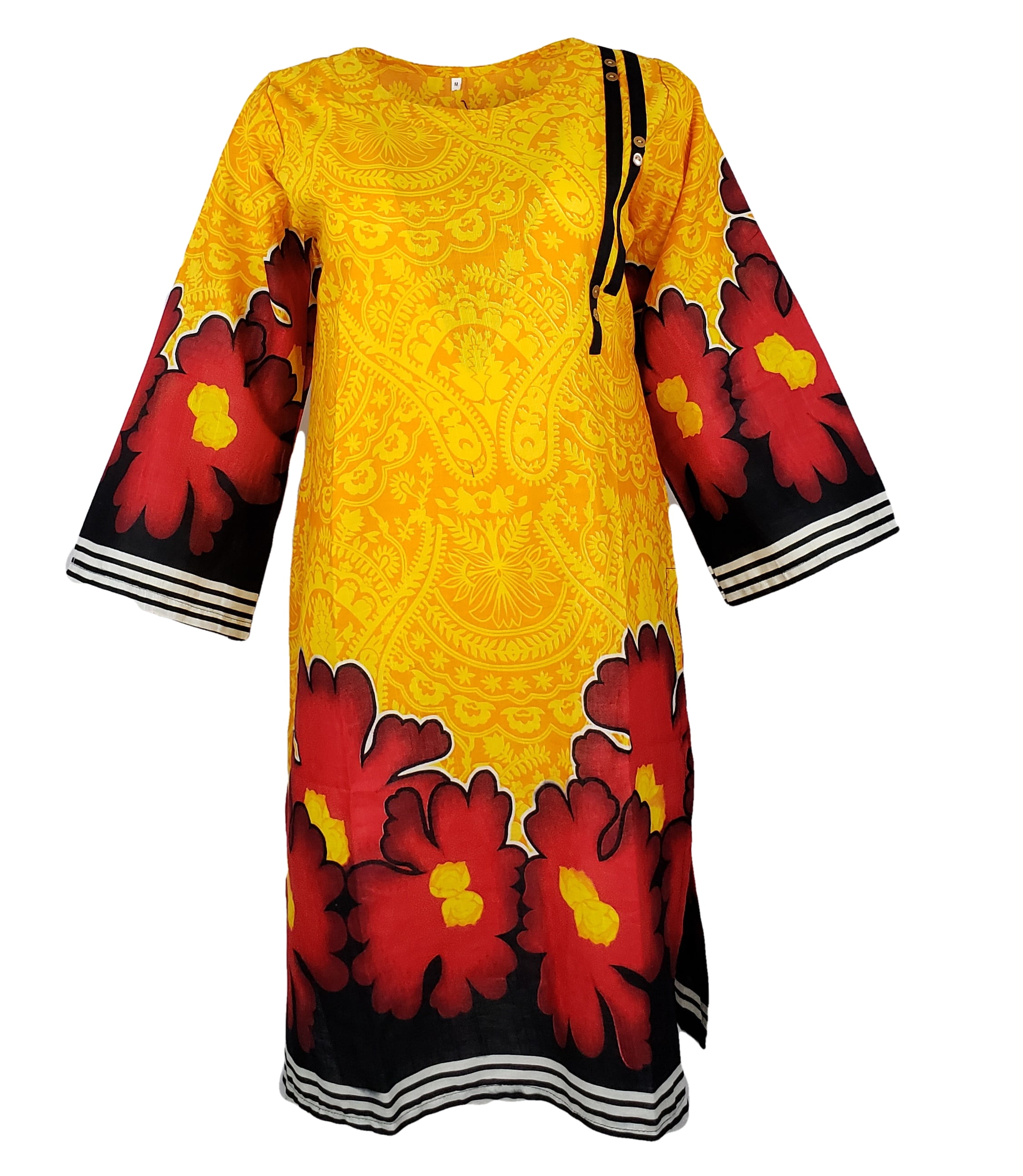 Vastraa Fusion Women's Khadi Yellow Both Side Button Cotton Kurta/Kurti -  Small at Amazon Women's Clothing store