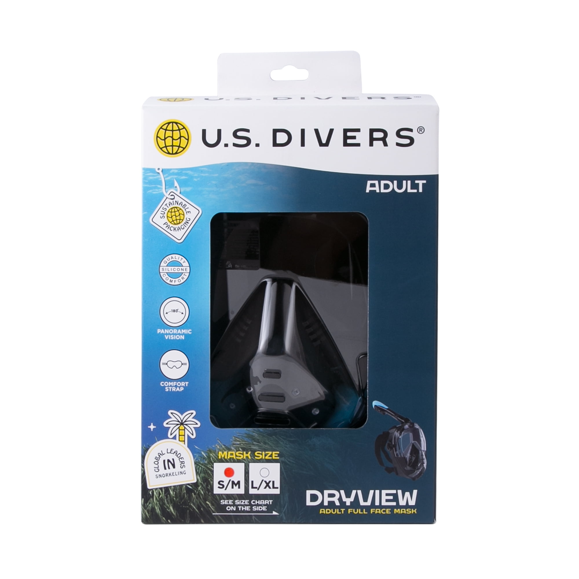 (2 pack) U.S. Divers DryView BK S/M Snorkel Set, 7.87 x 5.00 x 11.10 Inches