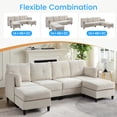 thumbnail image 6 of BALUS U-Shaped Sectional Sofa, Corduroy Couch with Modular Design, 6-Seater Cloud-Like Living Room Sofa & Removable Ottomans, Beige, 6 of 7