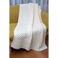 thumbnail image 2 of SAOL Honeycomb and Cable Knitted Patterns 100% Merino Wool Luxurios&nbsp;Aran Throw / Blanket (Natural) from Ireland, 2 of 8