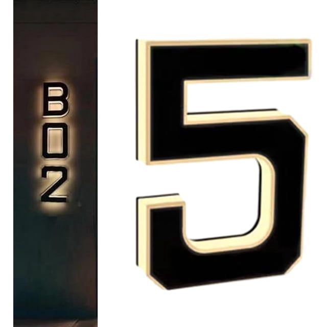 Solar Lighted House Numbers | 9 Inch Waterproof LED Address Signs for Outside with Night Visibility