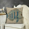 thumbnail image 2 of Embroidered Fish Throw Pillow with Down Filling, Aqua,, 2 of 5