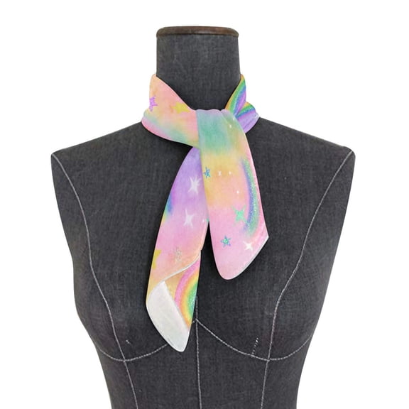Square Scarf 24x24 Inch Sparkle Rainbow Design Silky Satin Sun Protection Neck Scarf for Women Multi-Purpose Head Wrap Bandana for Hair Bag Decoration