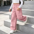 thumbnail image 5 of HAOTAGS Girls Cargo Pants (5-15) Elastic Waist Long Pants with Multi-pockets Casual Workwear Pink Size 5T, 5 of 8