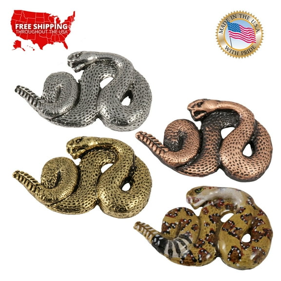 Rattlesnake, Reptile, Snake. Pewter, Hat, Lapel, Pin, Brooch, Pins,  Handmade in the USA, Over 30 Reptiles Designs Available. Creative Pewter Designs,