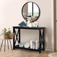 thumbnail image 6 of Console Table 39.5”, 2-Tier Narrow Sofa Side Table with Storage Shelf, Entrance Table for Hallway/Foyer/Living Room/Corridor/Office, Black, 6 of 8