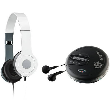 GPX PC332B Personal CD Player and iLive IAH54 On-Ear Headphones