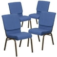 thumbnail image 2 of BizChair 4 Pack 18.5''W Stacking Church Chair in Blue Fabric - Gold Vein Frame, 2 of 10