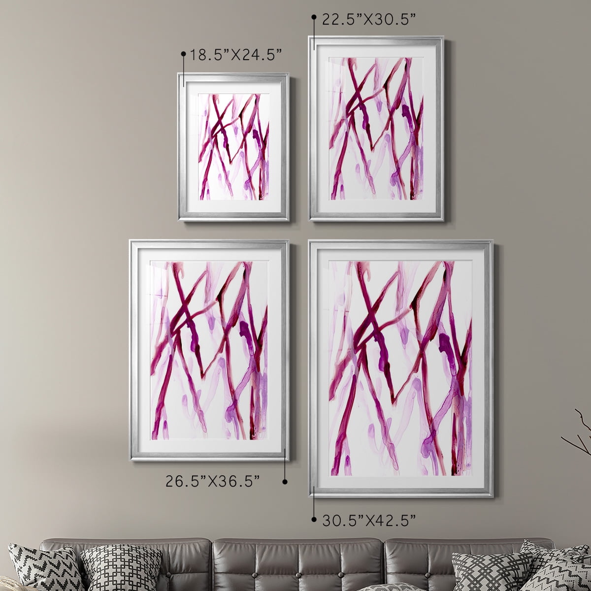 Wexford Home Runnel XV Premium Framed Print, 26.5" x 36.5" - Ready to Hang, Silver (Set of 2)