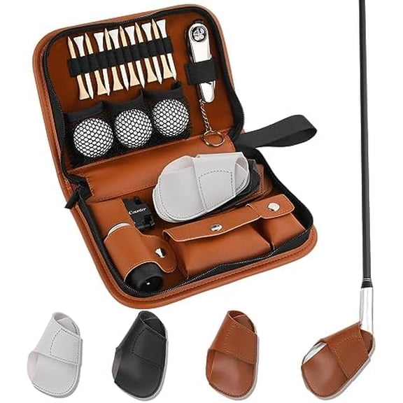 Golf Accessories Kit with High-Grade Handbag, Golf Balls, Rangefinder, Brush, Golf Tees, Multifunctional Divot Knife, Golf Ball Clamp, Mini Scorer, Golf Club Cover, Unique Gift for Men and Women