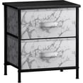 thumbnail image 1 of Sorbus 2 Drawers Nightstand Chest End-Table - Black Frame White Marble, 1 of 9