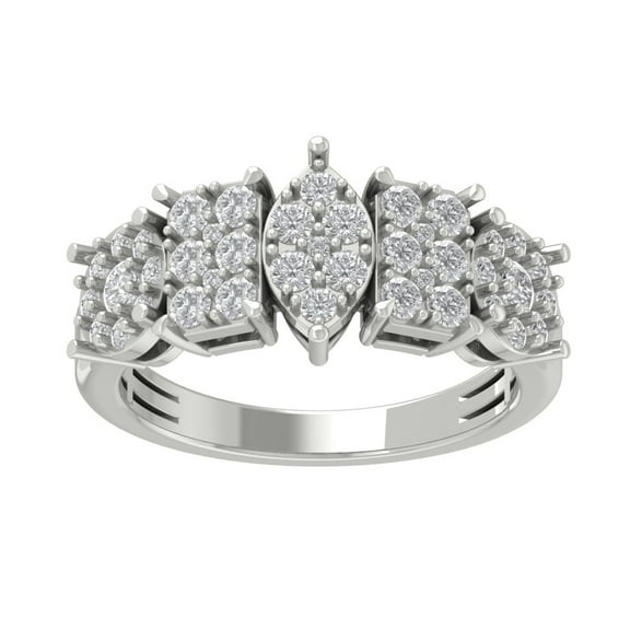 Araiya Sterling Silver Diamond Cluster Ring for Women (1 cttw, I-J Color, I2-I3 Clarity), Size 7