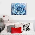 thumbnail image 4 of PIKWEEK  Blue Rose Flower Picture Decor Wall Art Abstract Navy Gray Vintage Floral for Bedroom Bathroom Walls Decoration Canvas Framed, 4 of 4