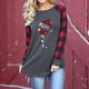 thumbnail image 5 of Women Long Sleeve Tops, Christmas Hat And Red Wine Glass Pattern Print Women Long Sleeve Shirt Plaid Sleeves For Girls For Birthday For Work ANGGREK Otros, 5 of 6
