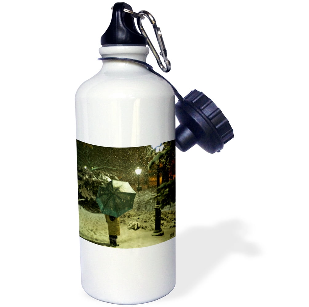 3dRose Photo of a thirty one year old woman with winter clothing and holding a green umbrella, Sports Water Bottle, 21oz by Supplier Generic