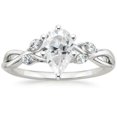 thumbnail image 2 of HeartsAndYou 3ct Pear Cut Moissanite Engagement Ring for Women 18k White Gold over Silver Marquise Leaf Accents, 2 of 5