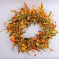 thumbnail image 2 of Corona de otoño Kojanyu para puerta de entrada con bayas y hojas de naranja de seda,uchuvas,otoño,Acción de Gracias,decoración de pared para el hogar,festival,flores silvestres, 2 of 9