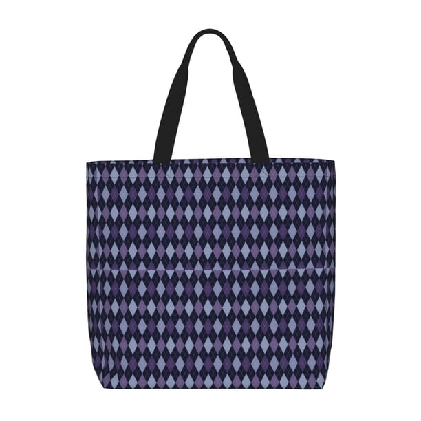 Easygdp Purple and Blue Squares Bolsa Tote para Mujer, Bolso de Hombro para Trabajo, Playa, Viajes, Compras y Supermercado