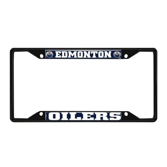 FANMATS 31382 Edmonton Oilers Metal License Plate Frame Black Finish