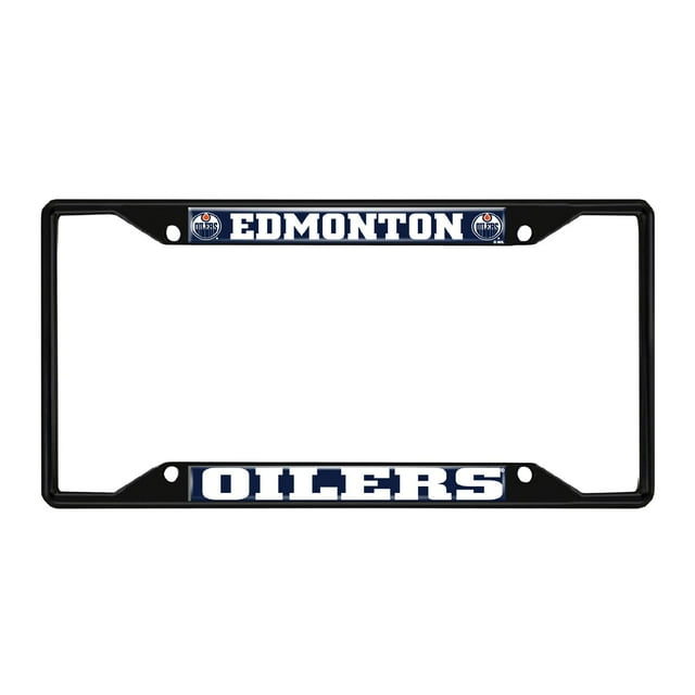 FANMATS 31382 Edmonton Oilers Metal License Plate Frame Black Finish