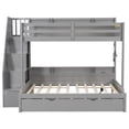 thumbnail image 5 of Bellemave Twin Over Full Bunk Bed with Stair and Trundle, Storage Shelves,Wood Bunk Beds with LED Light & USB Charging Station, Space-Saving Design Bunk Bed Frame for Teens Adults Bedroom,Gray, 5 of 8