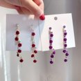 thumbnail image 1 of Pendientes Largos de Borla de Diamantes de Imitación Zefei Wu Rosa Roja, 1 of 5