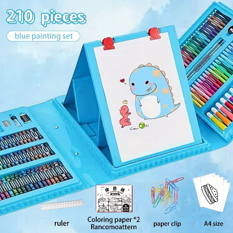 210/230-Piece Art Supplies Set with Drawing Board, All-in-One Drawing Kit with Trifold Easel, Colored Pencils, Crayons & Oil Pastels
