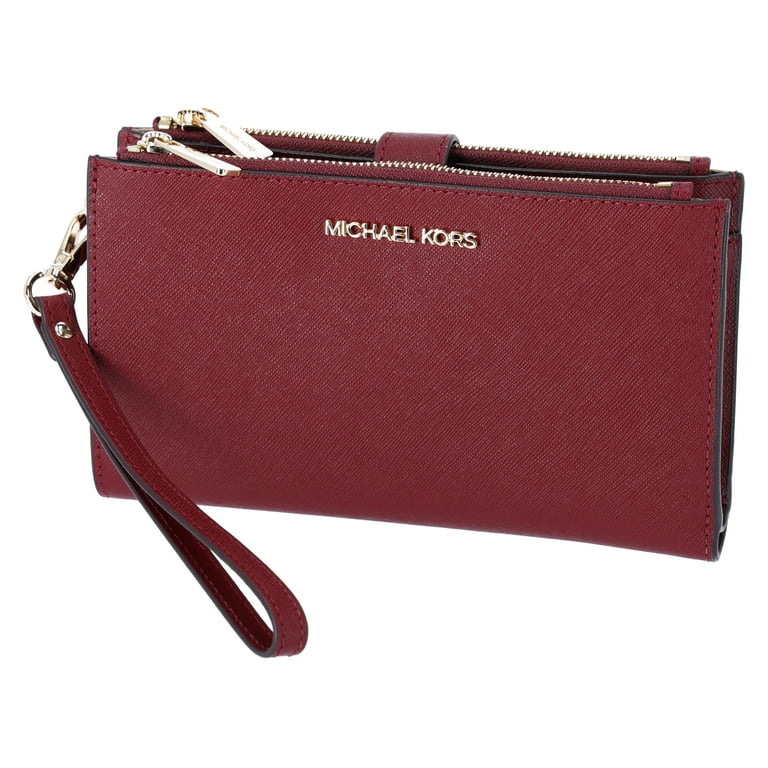 Michael Kors Jet Set Double Zip Wristlet Wallet Dark Cherry Large Size Walmart