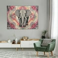 thumbnail image 2 of COMIO  Elephant Tapestry Wall Hanging, Blue Bohemian Boho Psychedelic Hippie Wall Art [Hemmed Edges] Home Decor for Bedroom, Dorm, College, Living Room, 40x30 Inch, Pink, 2 of 7