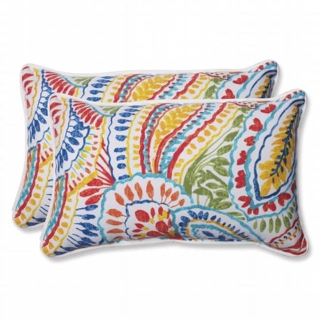 Pillow Perfect 572581 Outdoor Ummi Rectangular Throw Pillow, Set of 2, Multicolored