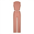 thumbnail image 4 of Lounge Set Womens, Ribbed Crop Top Short Sleeve/Sleeveless Palazzo Pants Loose Sweatsuit ,2 Piece Pajamas Tracksuits, 4 of 7