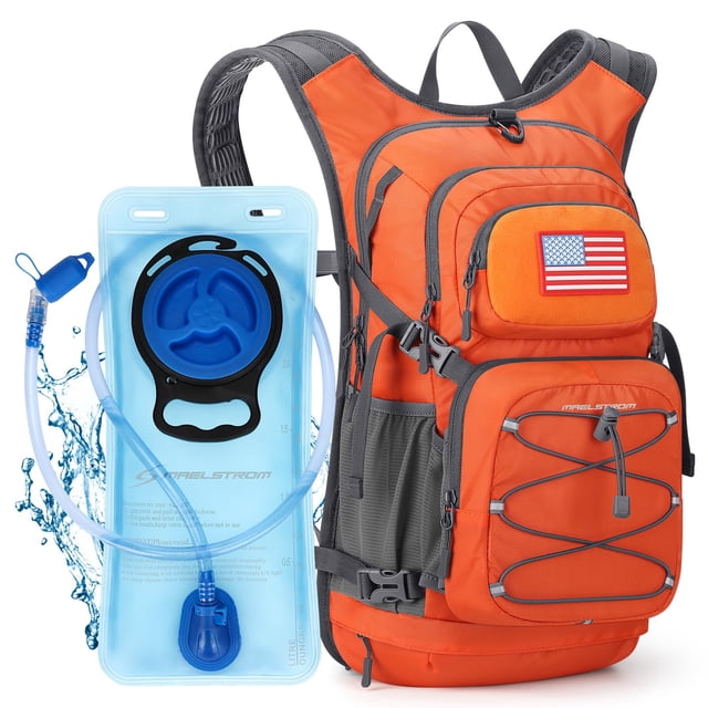 Maelstrom Mochila de hidratación, Mochila de Senderismo con vejiga de Agua de 2 litros, Mochila de Agua con válvula de mordida de Alto Flujo, Aislamiento liviano para Hombres y Mujeres para Senderismo