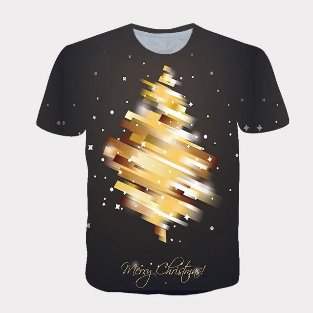 Camiseta de manga corta con cuello redondo para hombre y mujer, camisa informal con estampado 3D de Hip Hop, tendencia festiva de Carnaval y Navidad, Feliz Año Nuevo