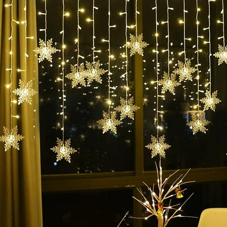 

94 LED Snowflake/Decorative Lantern Fairy Lights Warm White Curtain Lights Christmas Lighting with 8 Modes and Timer for Christmas(Warm White)
