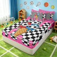 thumbnail image 3 of Manfei Kawaii Baseball Zipper Twin Comforter Sets with Fitted Sheet and 2 Pillowcases, Cute Sports Zipper Bedding Set, Pink Black Red Blue, 3 of 7