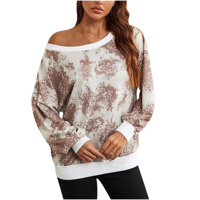 Sudadera para Mujer Cuello Redondo Sudaderas Damas Casual Moda Estampado Suelto Suéter Top Odeerbi ODB-5