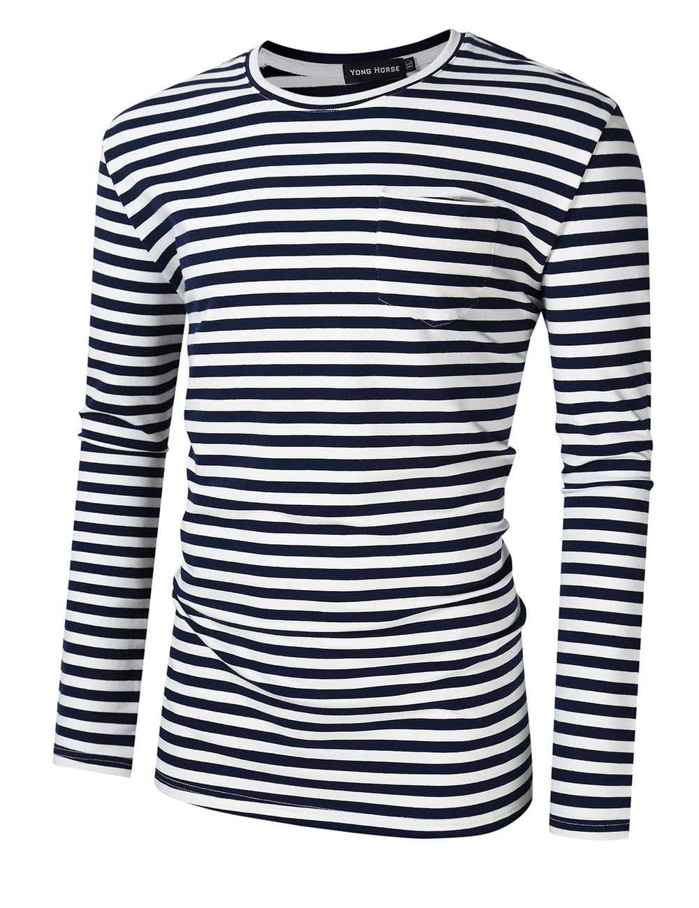 blue and white striped long sleeve t shirt