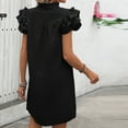 thumbnail image 5 of Womens Dresses Women's Solid Color V-neck Short Sleeved Fashionable Loose Dress Summer Dresses for Women Black L, 5 of 6
