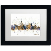 Trademark Fine Art "Toronto Canada Skyline Purple" Canvas Art by Michael Tompsett, White Matte, Black Frame