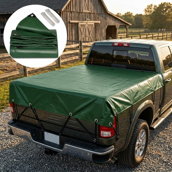 Eurhowing Heavy Duty Waterproof Tarp 6.6'x9.8', 18 Mil Thick PVC Tarpaulin with Grommets, UV & Tear Resistant Outdoor Cover for Roof, Boat, Camping, Car, Wood Pile